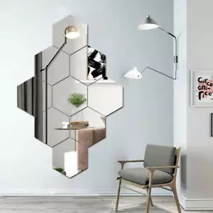 Stickers Muraux Miroir Hexagonal 3D – Élégance et Reflets Brillants