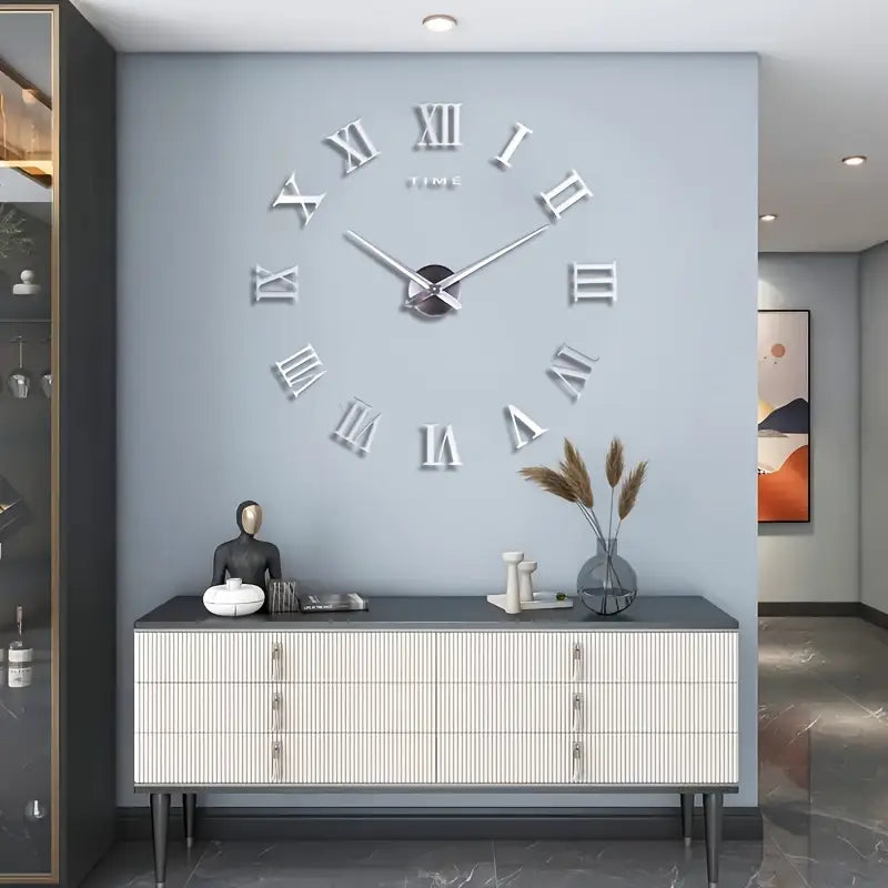 Horloge Murale Moderne en Métal - 37 Pouces | Noir & Gris