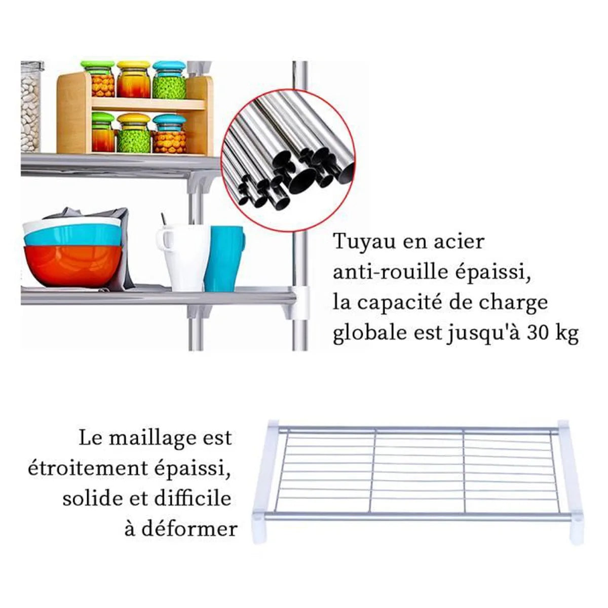 Étagère de Rangement Micro-ondes Multifonction – Design Moderne en Acier Inoxydable