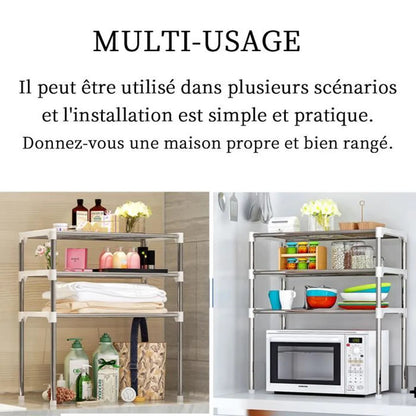 Étagère de Rangement Micro-ondes Multifonction – Design Moderne en Acier Inoxydable